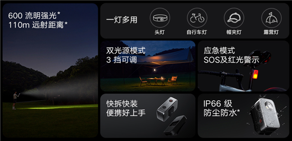 ！小米米家户外多功能灯开售：129元新葡京娱乐城600流明、110米远射(图4)